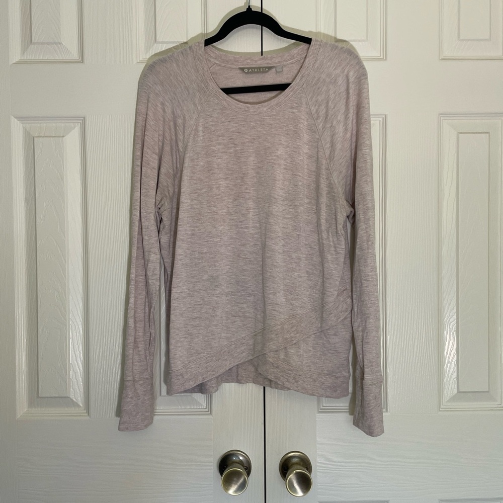 Athleta Heathered Gray Long Sleeve Blouse